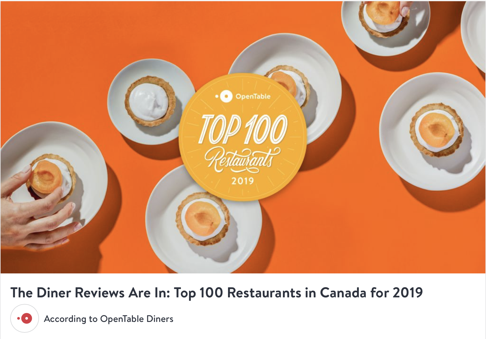 OpenTable 2019 Top 100 restaurants in Canada and we are one of them ….