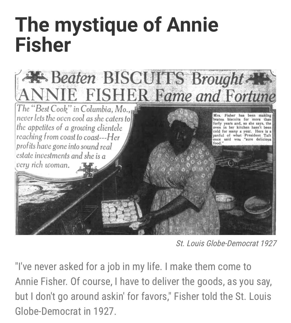 1927 Annie Fisher at the oven St Louis Globe Democrat.jpg