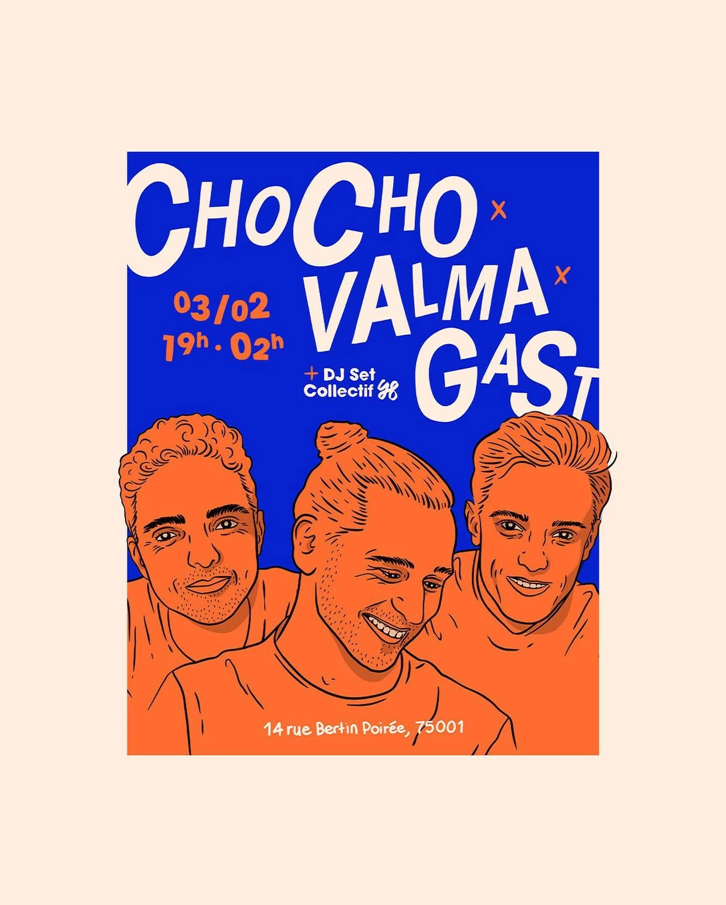 Dernier boulot en date, ce visuel r&eacute;alis&eacute; pour une soir&eacute;e exceptionnelle, regroupant les talents culinaires de chez @chocho_paris, @valma.brasserie et @gast_paris 🤤
.
.
.
#illustration #designgraphique #procreate #digitaldraw #d