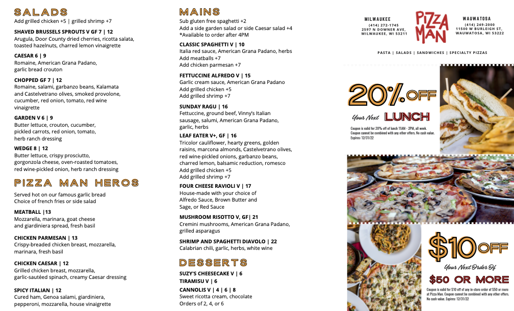 Pizza Man To-Go Menu