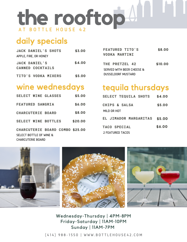 Bottle House 42 Rooftop Menu