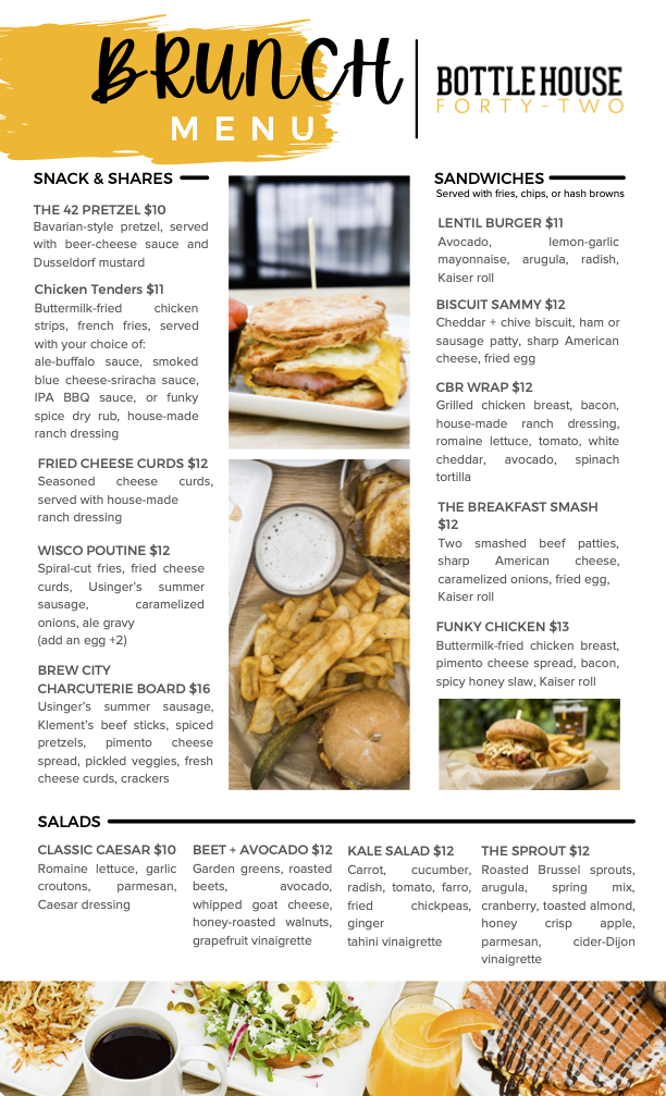 Bottle House 42 Brunch Menu
