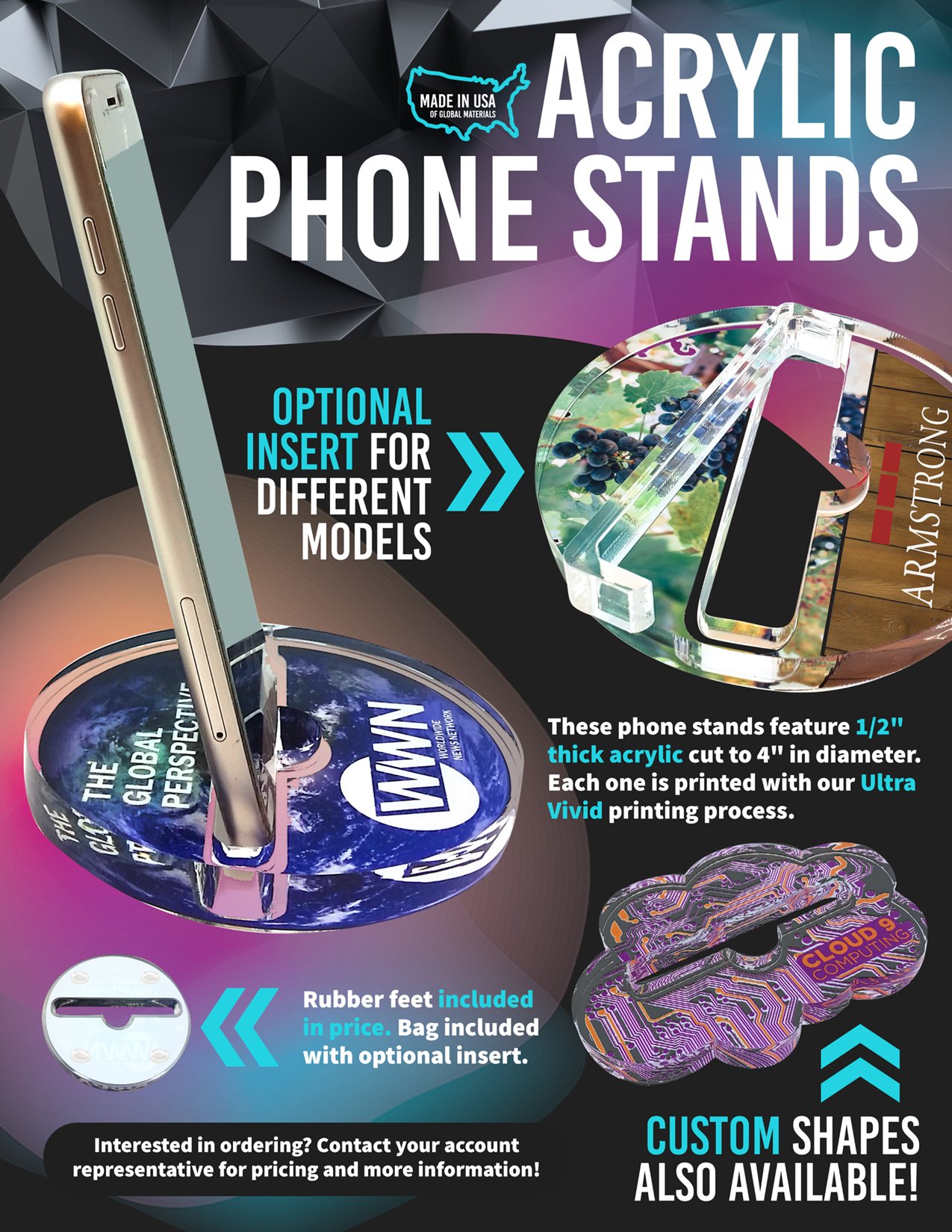 UV Round Phone Stand Flier 1