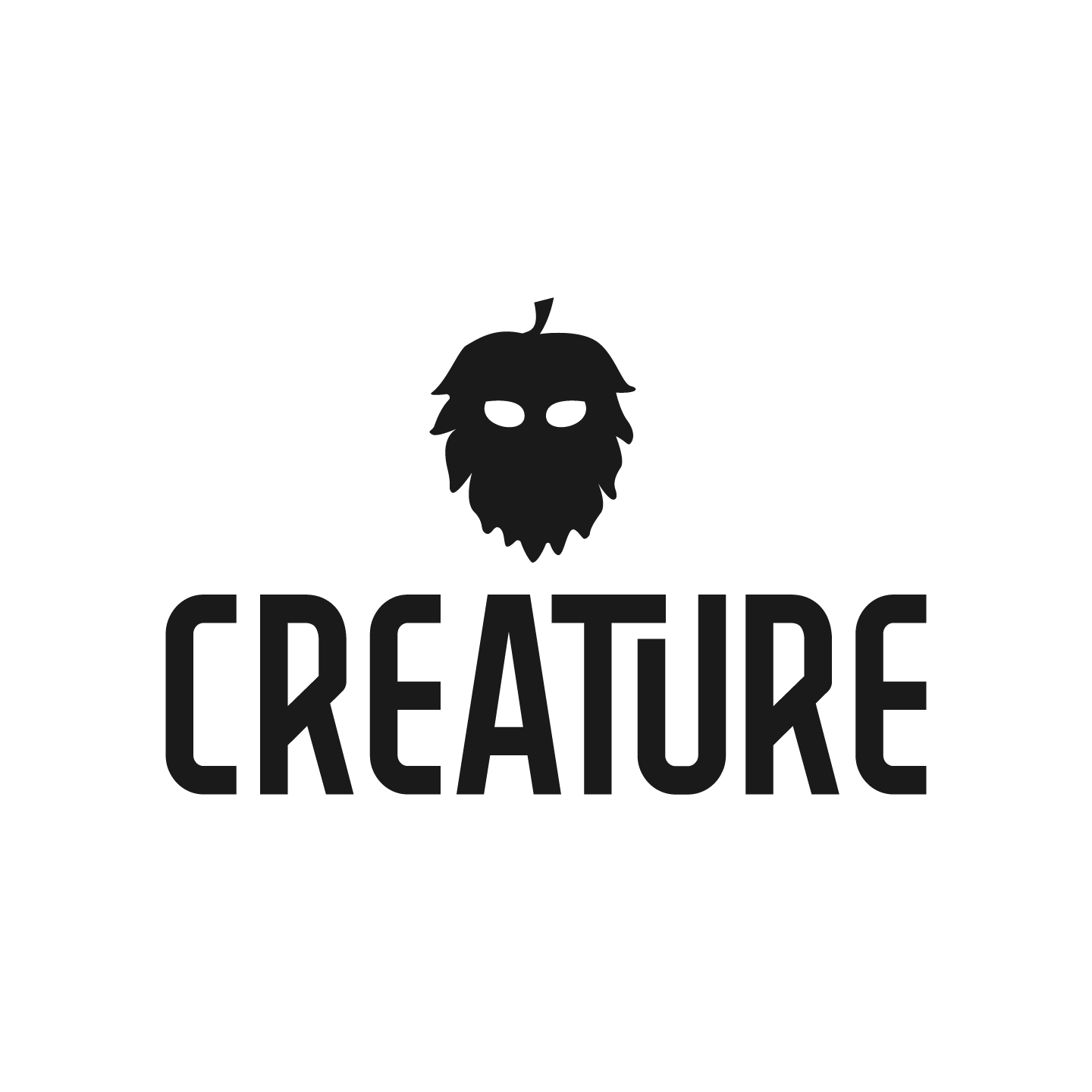 Black silhouette of a hop cone with eyes, resembling a creature's face, above the word 'CREATURE' in bold, stylized font.