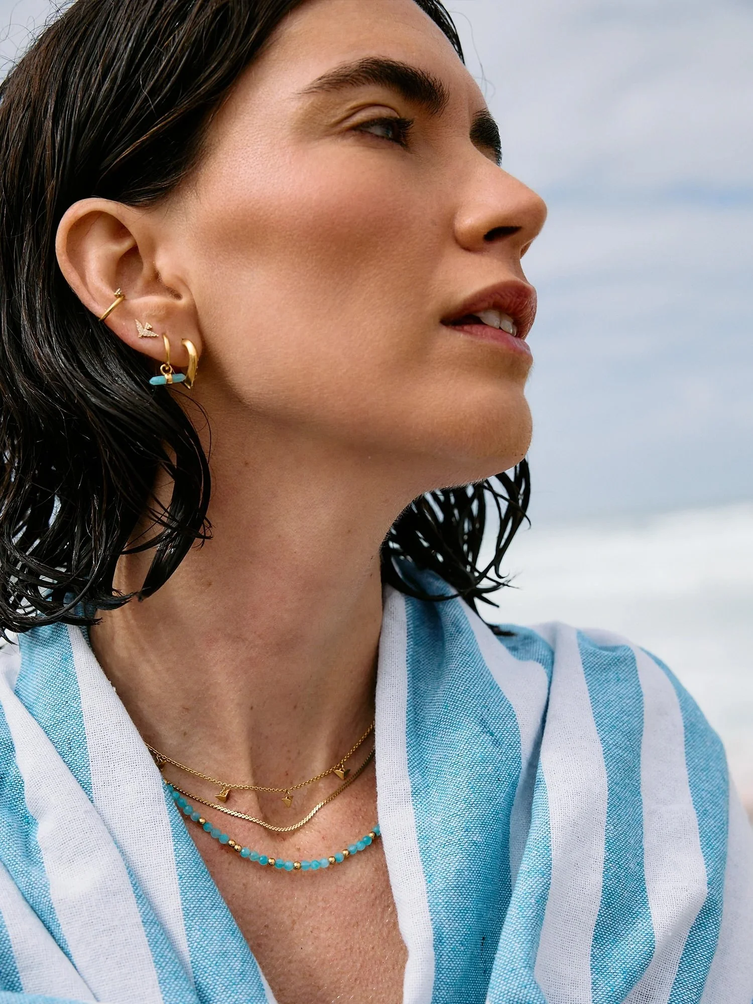 Tranquillity Amazonite T-Bar Huggie Hoop Earrings1.jpeg