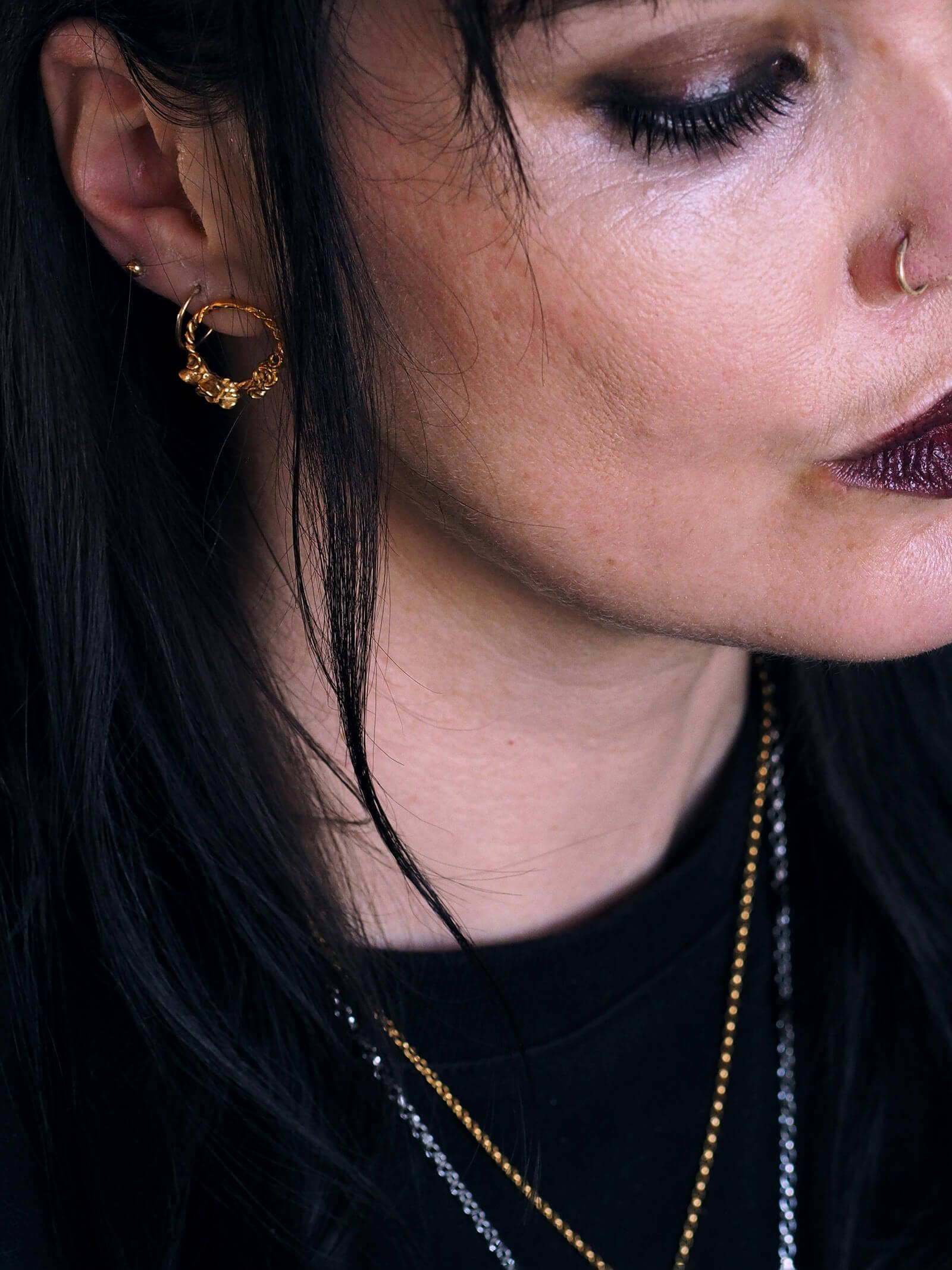 Roserta-rose-wreath-earring-gold-vermeil-worn-SLAB-Jewellery.jpg