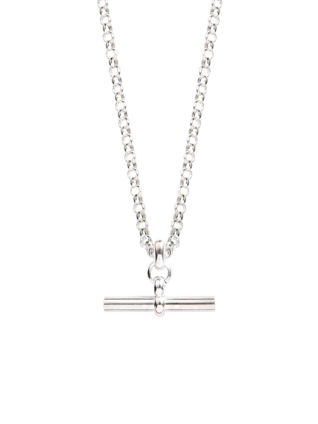 Silver T-Bar on Long Chunky Belcher Chain