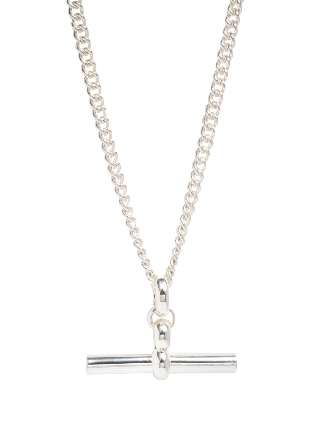 Silver T-Bar Curb Chain Necklace