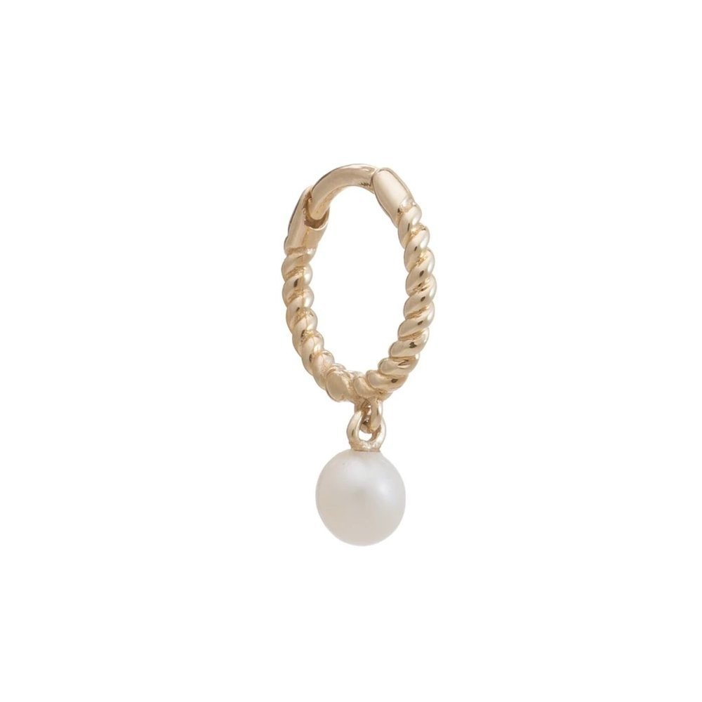 Gold Pearl and Rope Twist Huggie