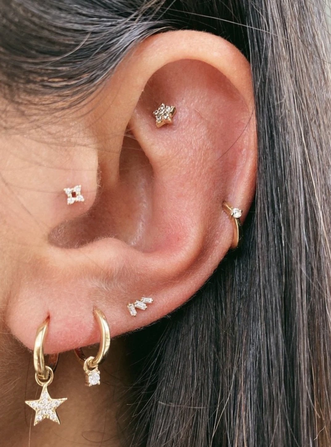 Y2K Cute Flower Gold Stud Earrings Set For Women Flat Tragus Conch Piercing  Jewelry KCE138 From Jasonterry, $5.91 | DHgate.Com