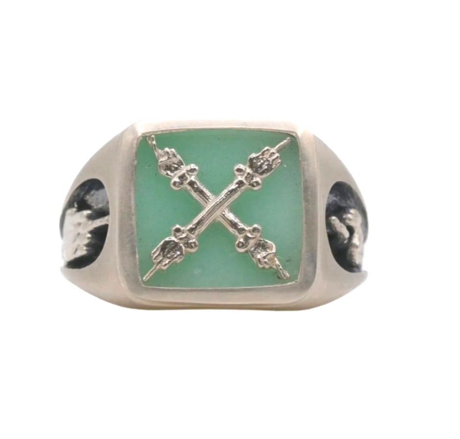 The Introvert Signet Ring in Chrysoprase