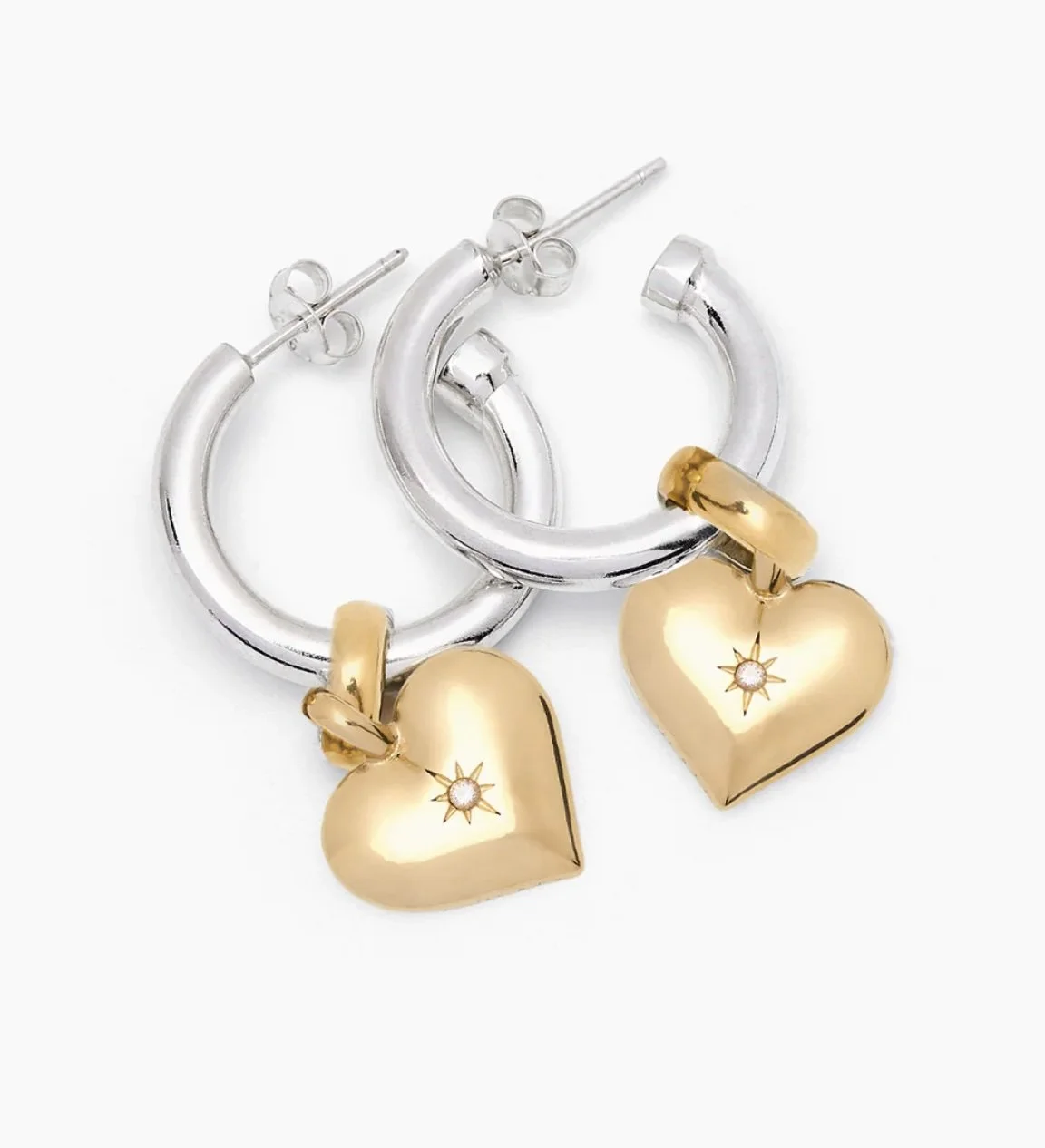 Mixed Metal Heart Hoop Earrings4.jpg