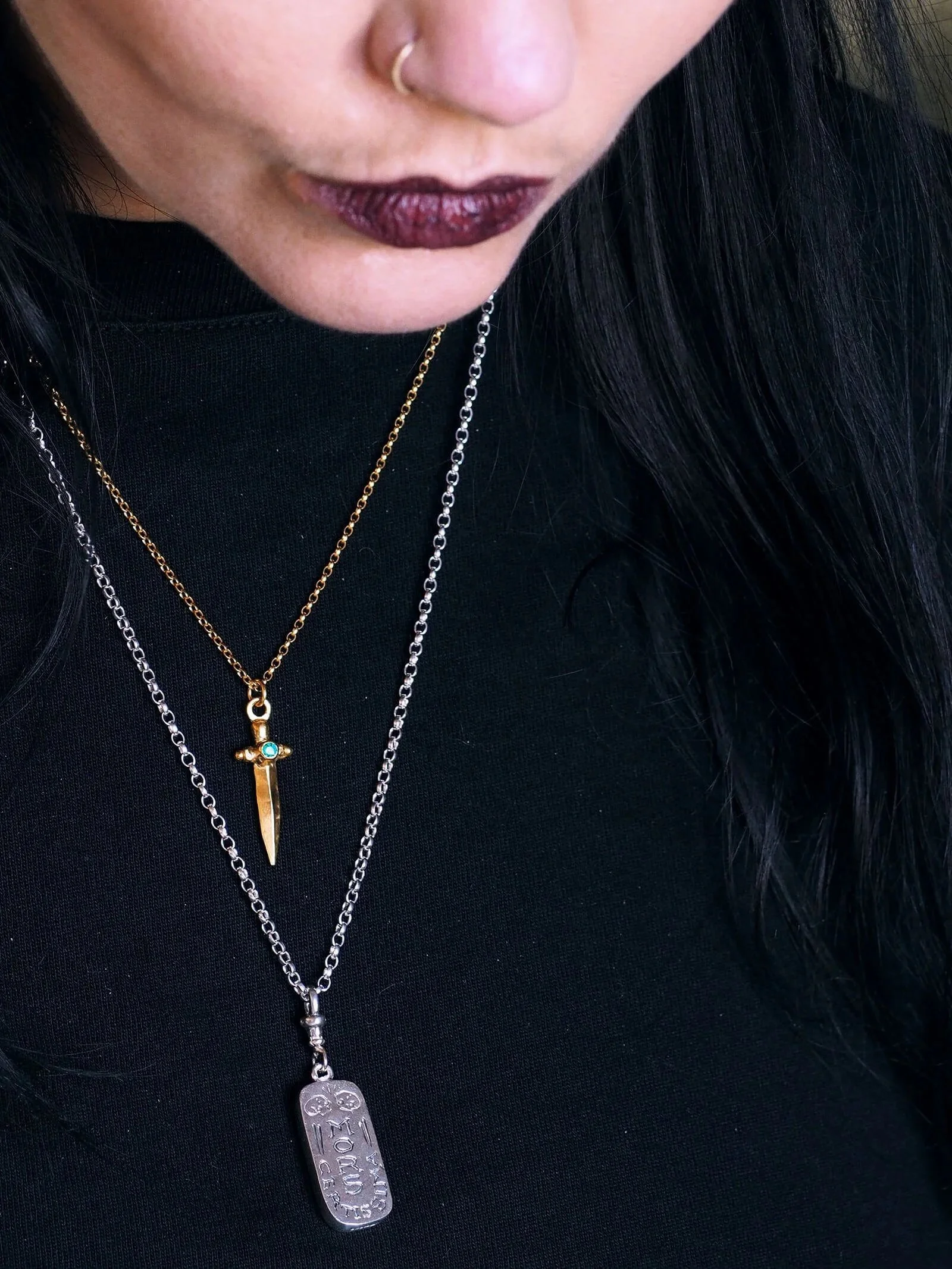 Gemsino-Dagger-Necklace-Gold-Vermeil-Emerald-Vitamors-Pendant-worn-SLAB-Jewellery.jpg
