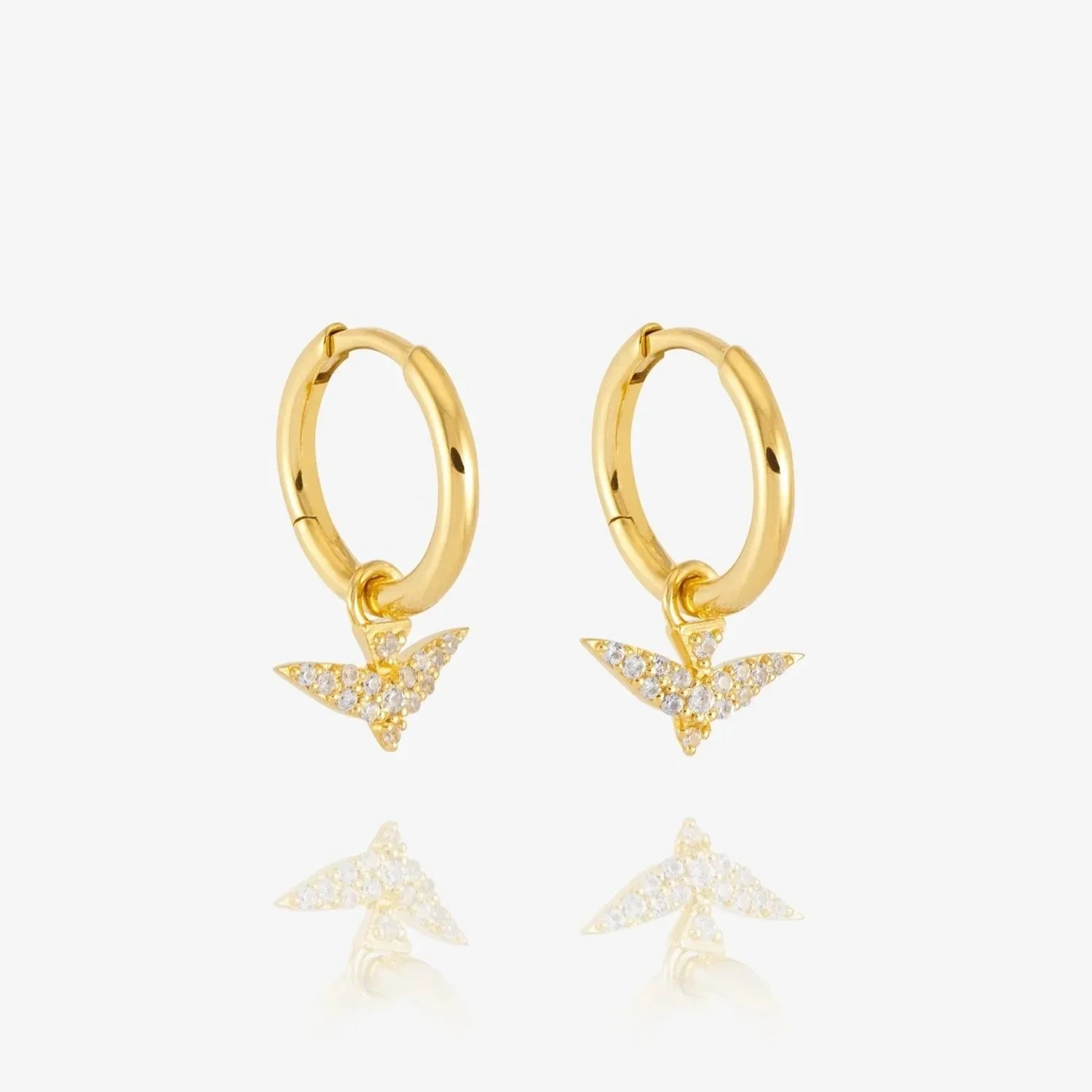 Dreamcatcher Pave Bird Huggie Hoop Earrings