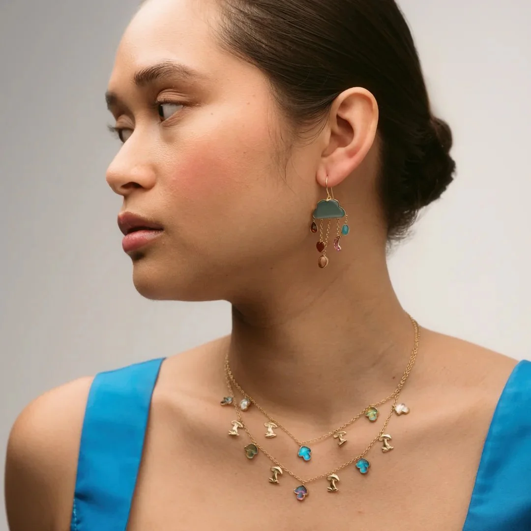 Cloud & Rain Chain Drop Earrings with Blue Chalcedony1.jpeg