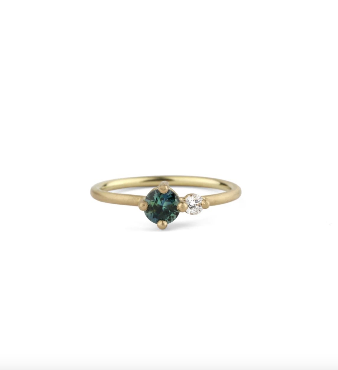 Teal Australian Sapphire and Ocean Diamond Round Duo Ring4.jpg