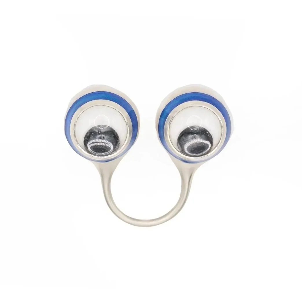 'Friend' Googly Eye Ring in Onyx