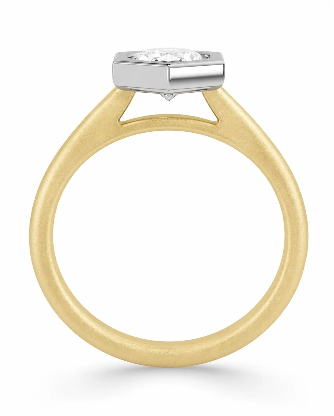 satin matt gold band with 1ct oval lab diamond.jpg