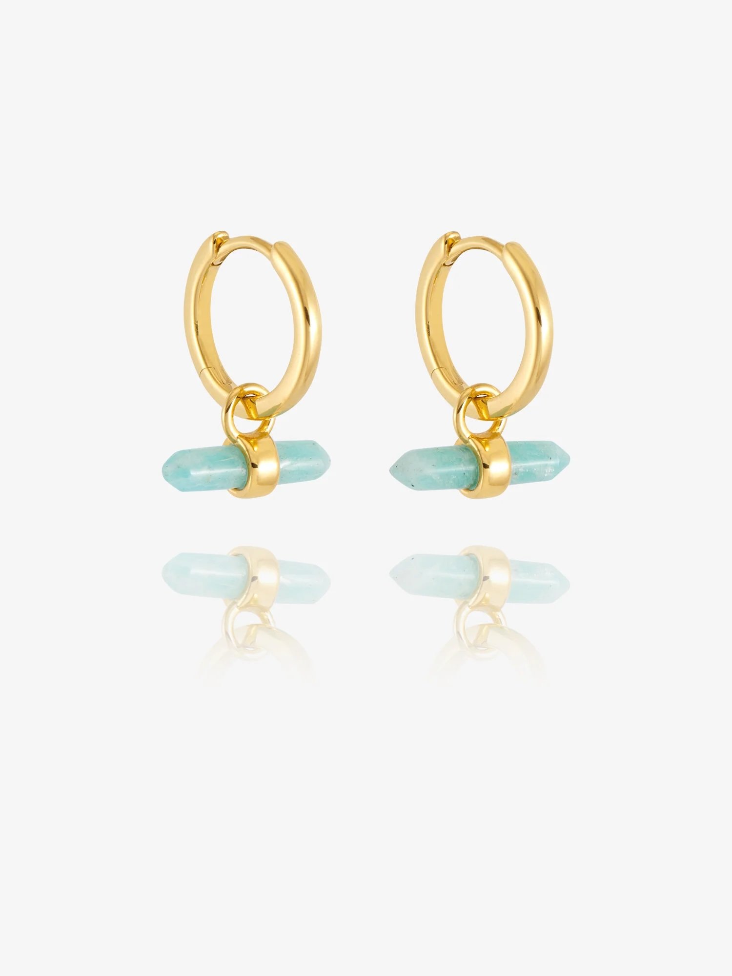 Amazonite T-Bar Huggie Hoop Earrings