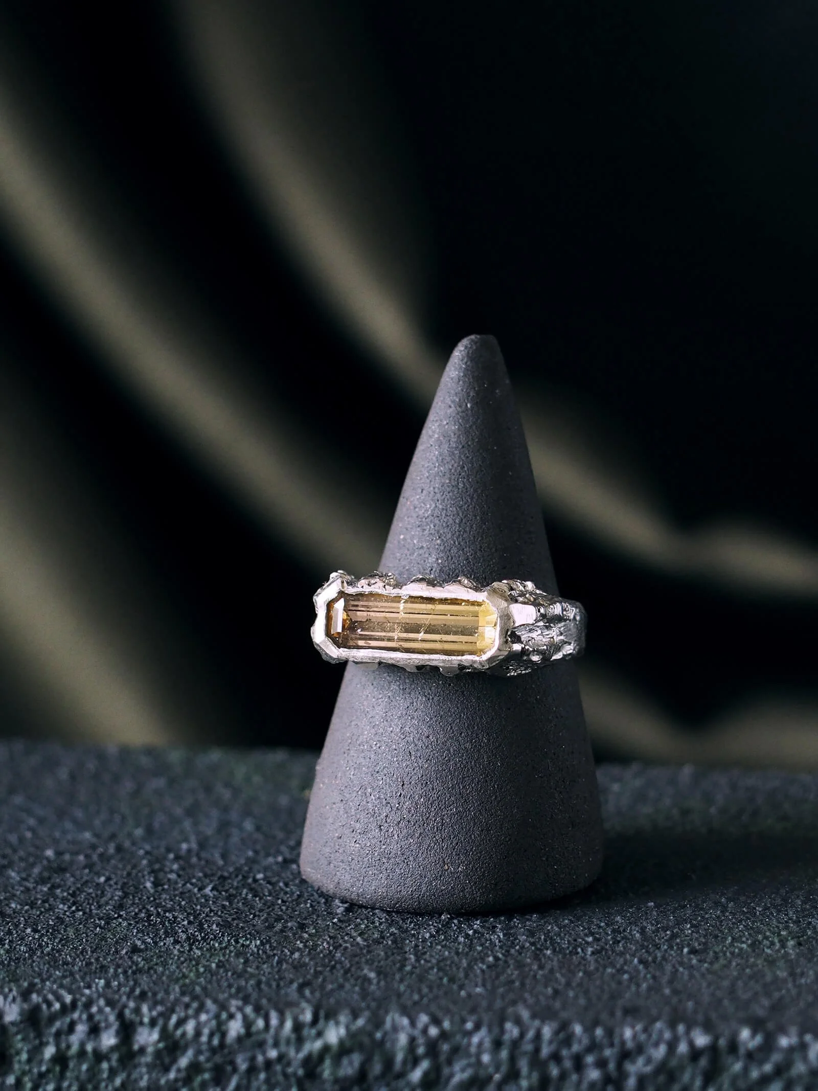 Textured Watermelon Tourmaline Silver Ring