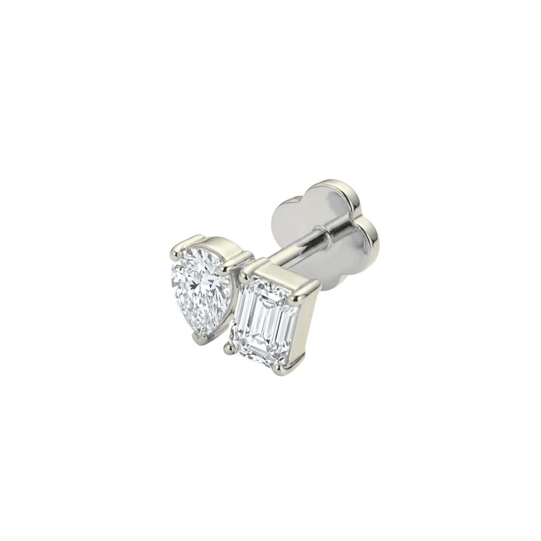 Toi et Moi Flat Back Stud Silver