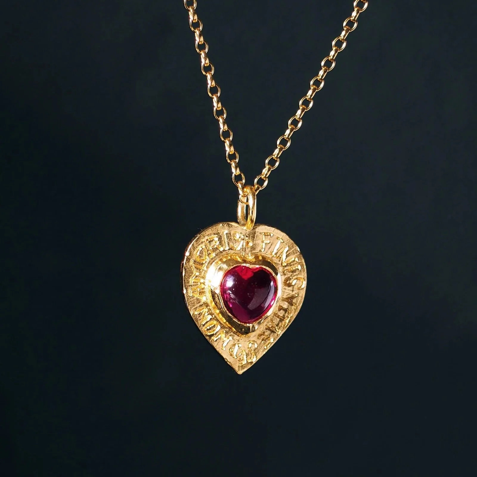 Amoris Ruby Heart Necklace in gold vermeil
