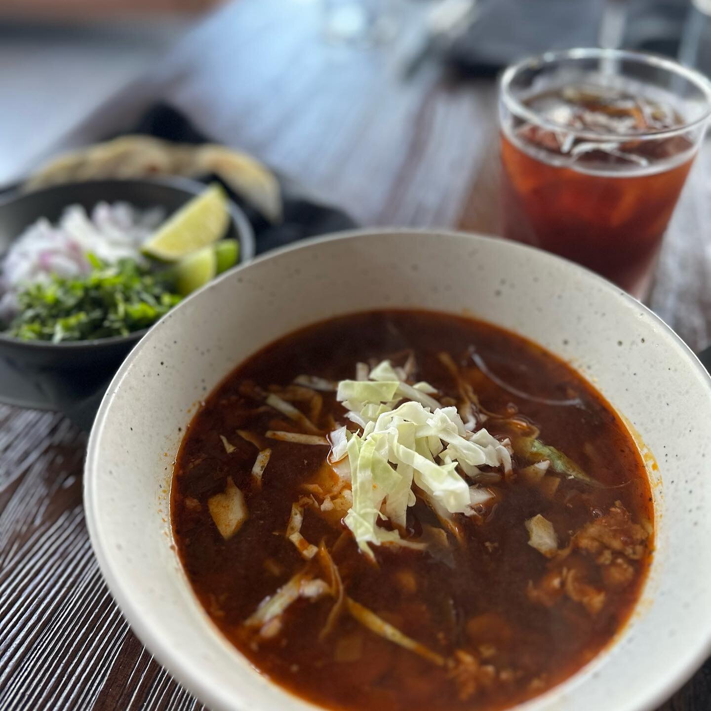 Sunday Brunch = Sunday Pozole at Barbacoa. 

A super savory chile broth base with shredded braised chicken, hominy, cabbage and a side car of onions, cilantro and limes to build up the flavor just the way you like it. Do like our chefs @chefromanraya