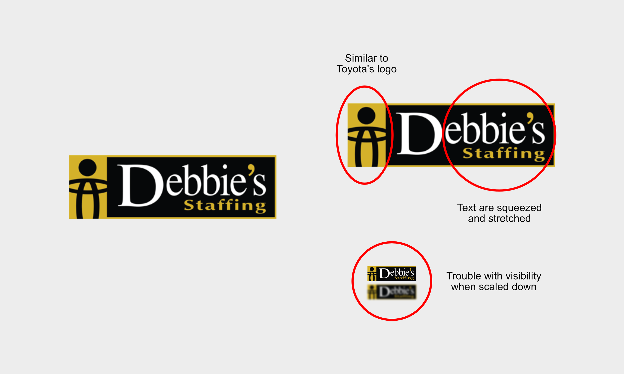 Debbie's Staffing old logo design errors