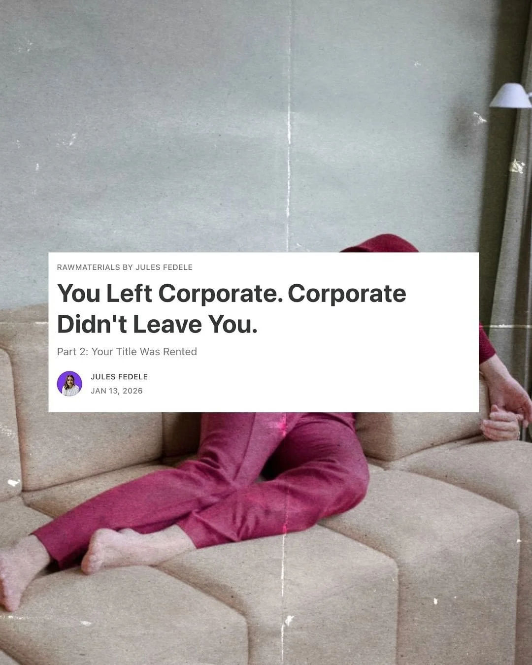 What do you say when someone asks &ldquo;what do you do?&rdquo; and the title you&rsquo;ve used for twenty years is gone?

When I was first asked, I froze.

Then I said something vague and watched the person I was speaking to lose interest.

That mom