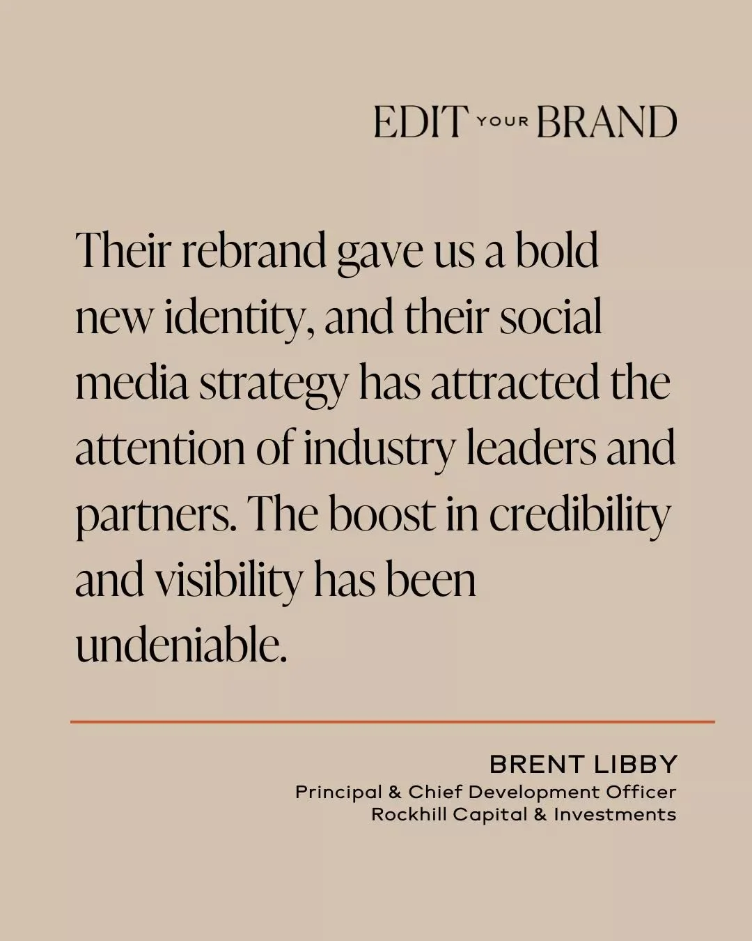 We are always happy to help support our clients. Thank you to @rockhillcapitalandinvestments for the kind words.
#EditYourBrand #ClientTestimonial