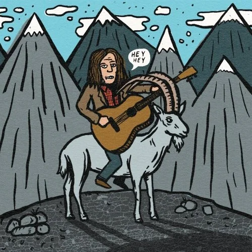 Beer label man on sheep | Look's beer company