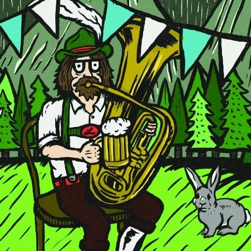 German man playing instrument sitting on a chair