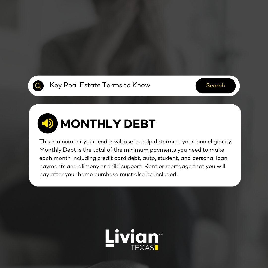 Understanding Monthly Debt: A Key Factor in Buying a Home! 💰🏡

When purchasing a home, it's important to consider your monthly debt obligations. Monthly debt refers to the recurring financial commitments you have, such as student loans, credit card