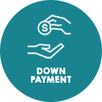 Down payment icon: down payment and reserves on a mortgage application