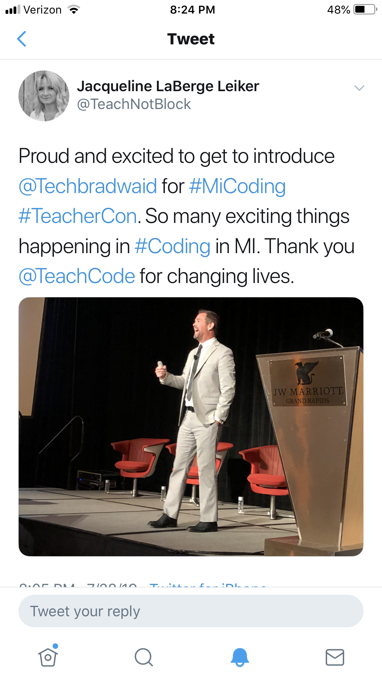 Tweet - TeacherCon/MiCoding Conference - Grand Rapids, Michigan