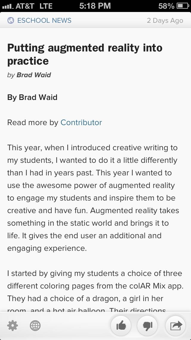 Article ESCHOOL NEWS - AR in Edu (2013)