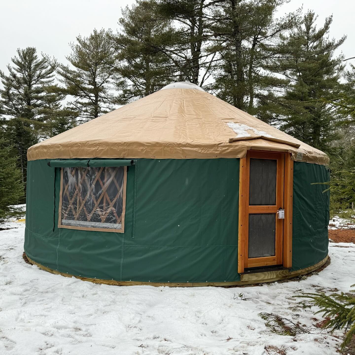 We&rsquo;re so thrilled to have all 8 of our yurts up! Here are just some photos of a few before we start working on finishing the interior with flooring, kitchen, bathroom, beds and heat-pumps coming soon! 

#mainelife #yurtlife #seasonalwork #glamp