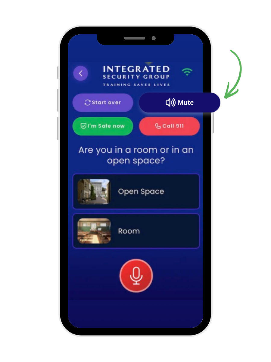 Shooter On Scene™ app highlighting Silent Mode, allowing users to access emergency guidance discreetly without audio.