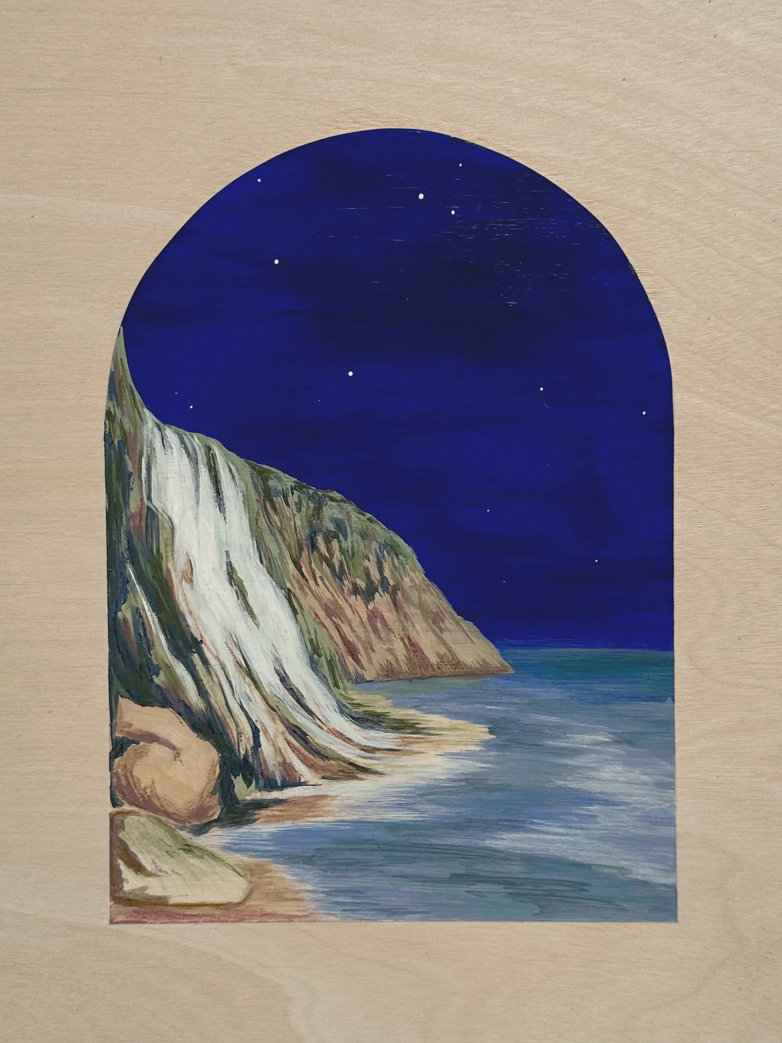 "Where Waters Meet", oil, acrylic, gouache, and pastel on wood panel, 12"x9". SOLD