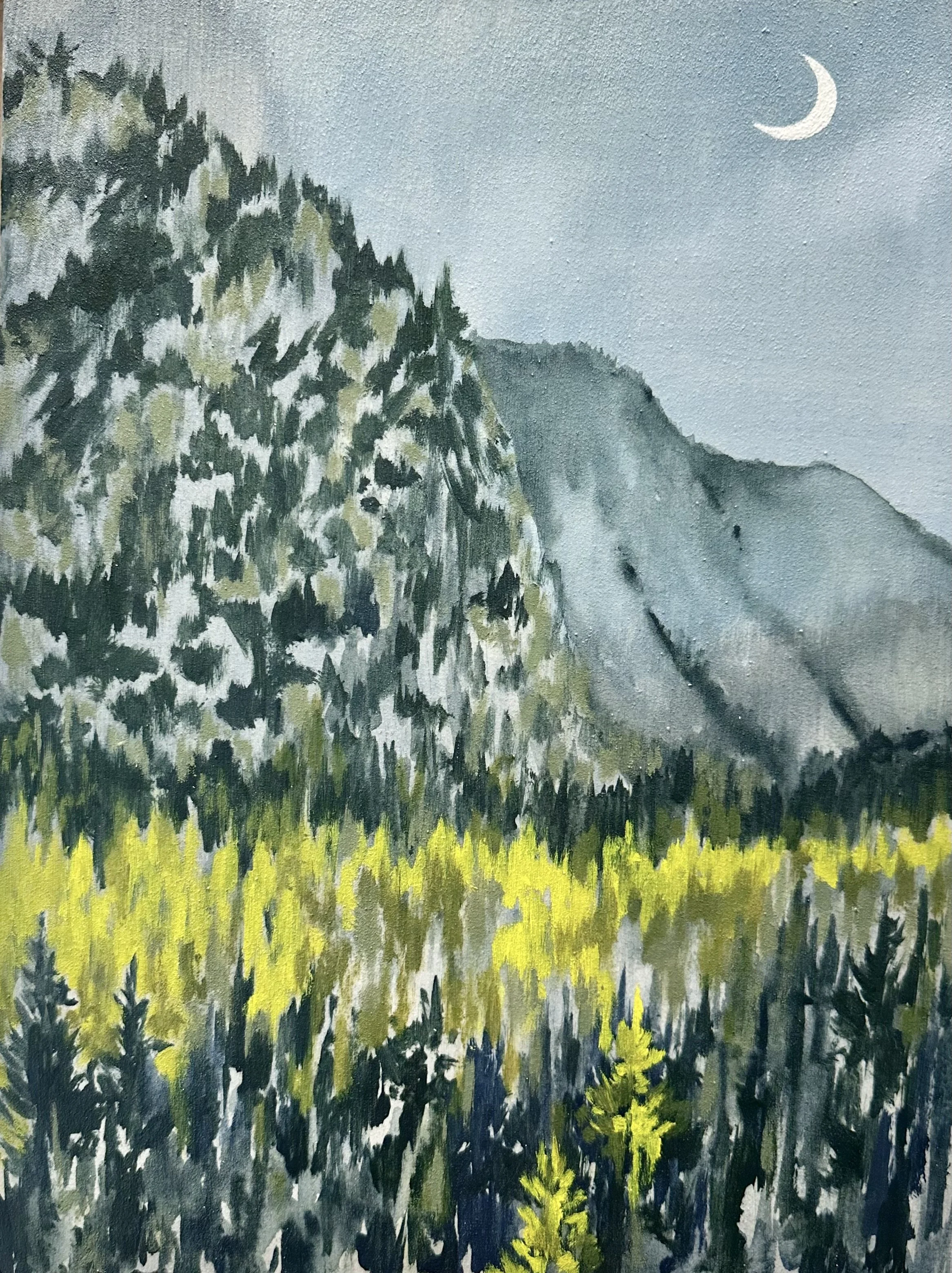 “Signal in Gold”, acrylic on wood panel, 12"x9"