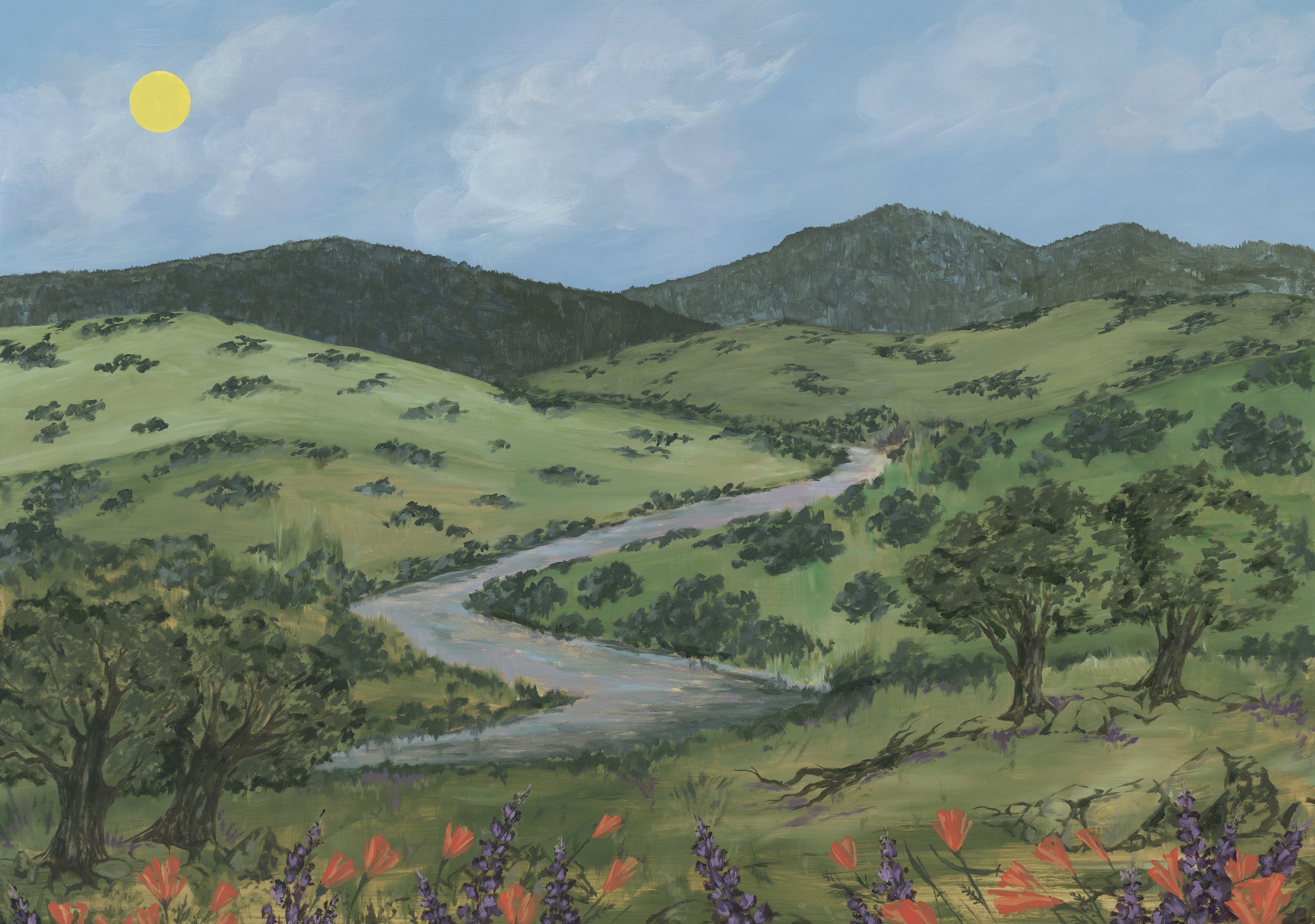 "The Oaks Show Us the Way", acrylic on wood, 26" x 37", SOLD