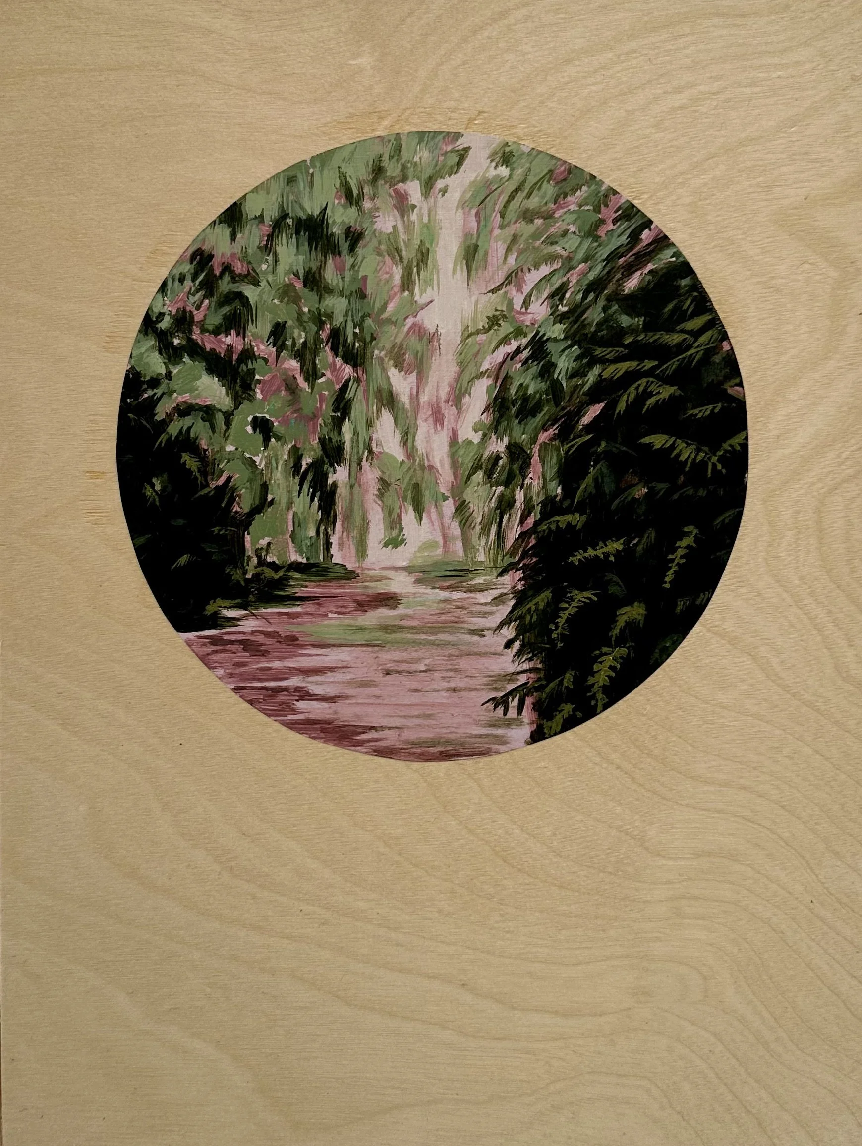 "Fronds Like These", oil, acrylic, gouache, and pastel on wood panel, 12"x9". SOLD