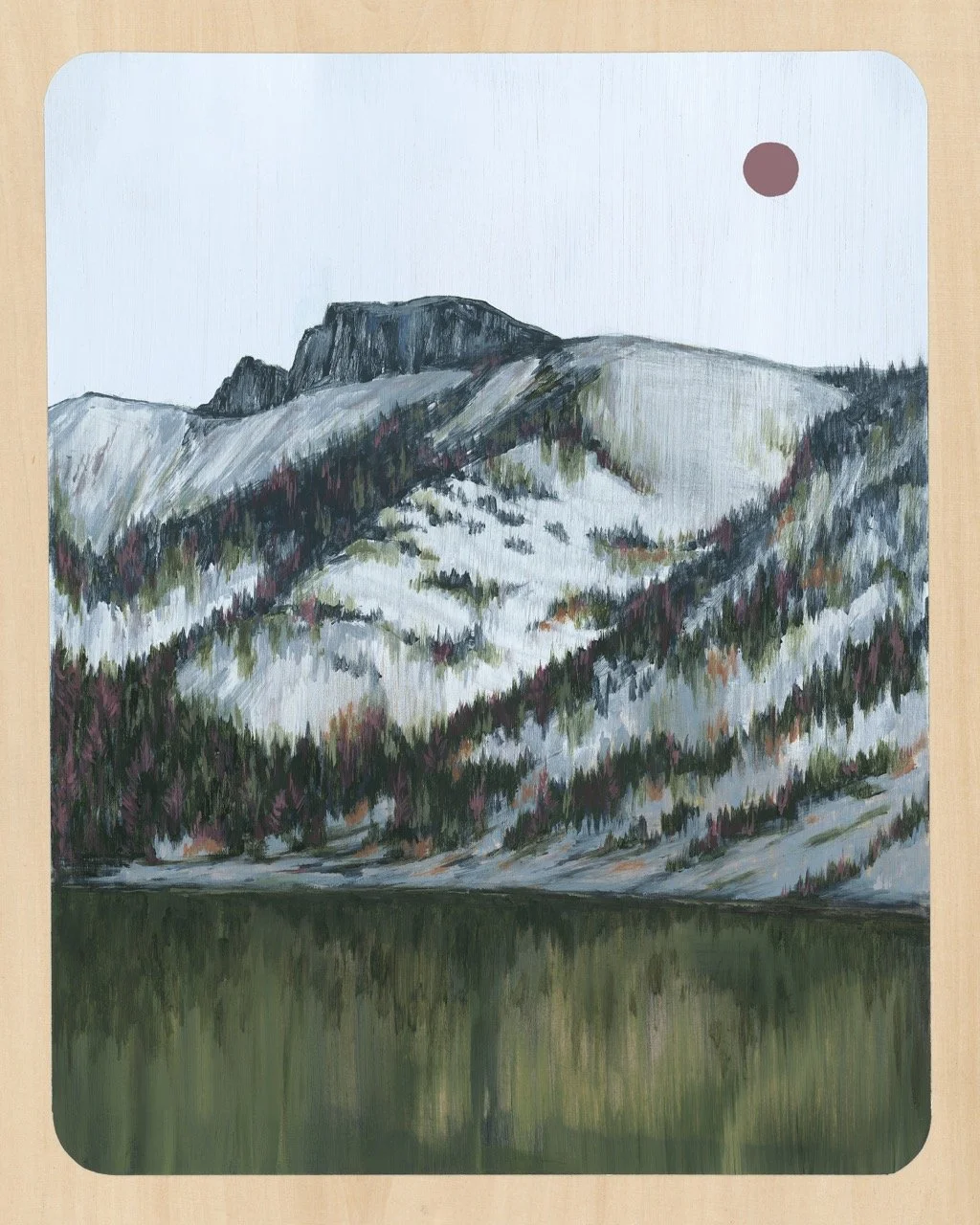 “Hollow of the Sky”, acrylic on wood panel, 20"x16"