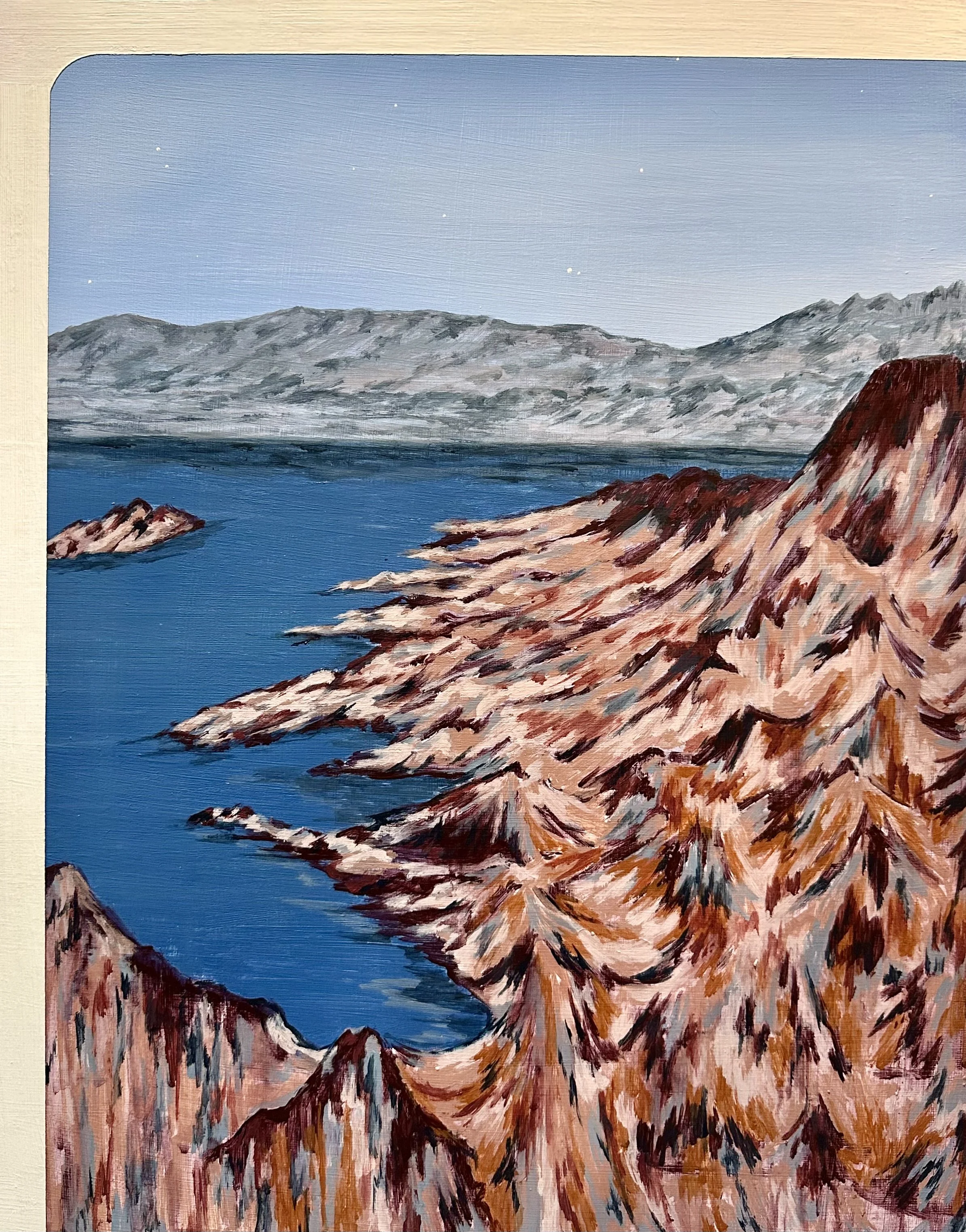 “Untameable Basin”, acrylic on wood panel, 20"x16"