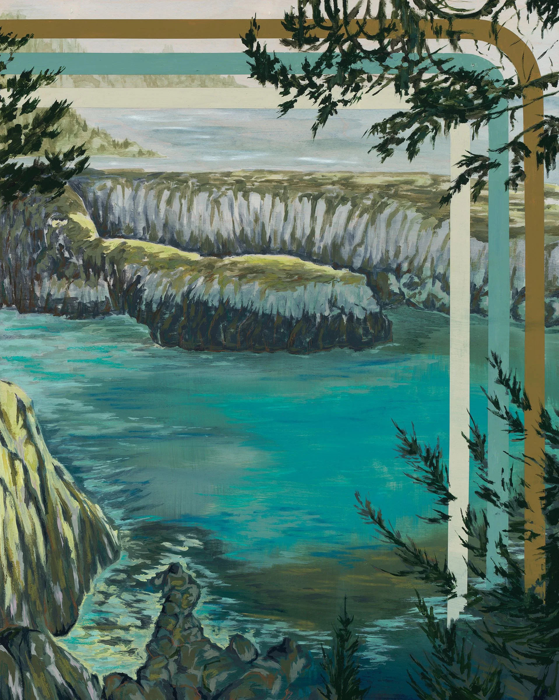 "Tidal Circuit", oil, acrylic, gouache, and pastel on wood panel, 20"x16”