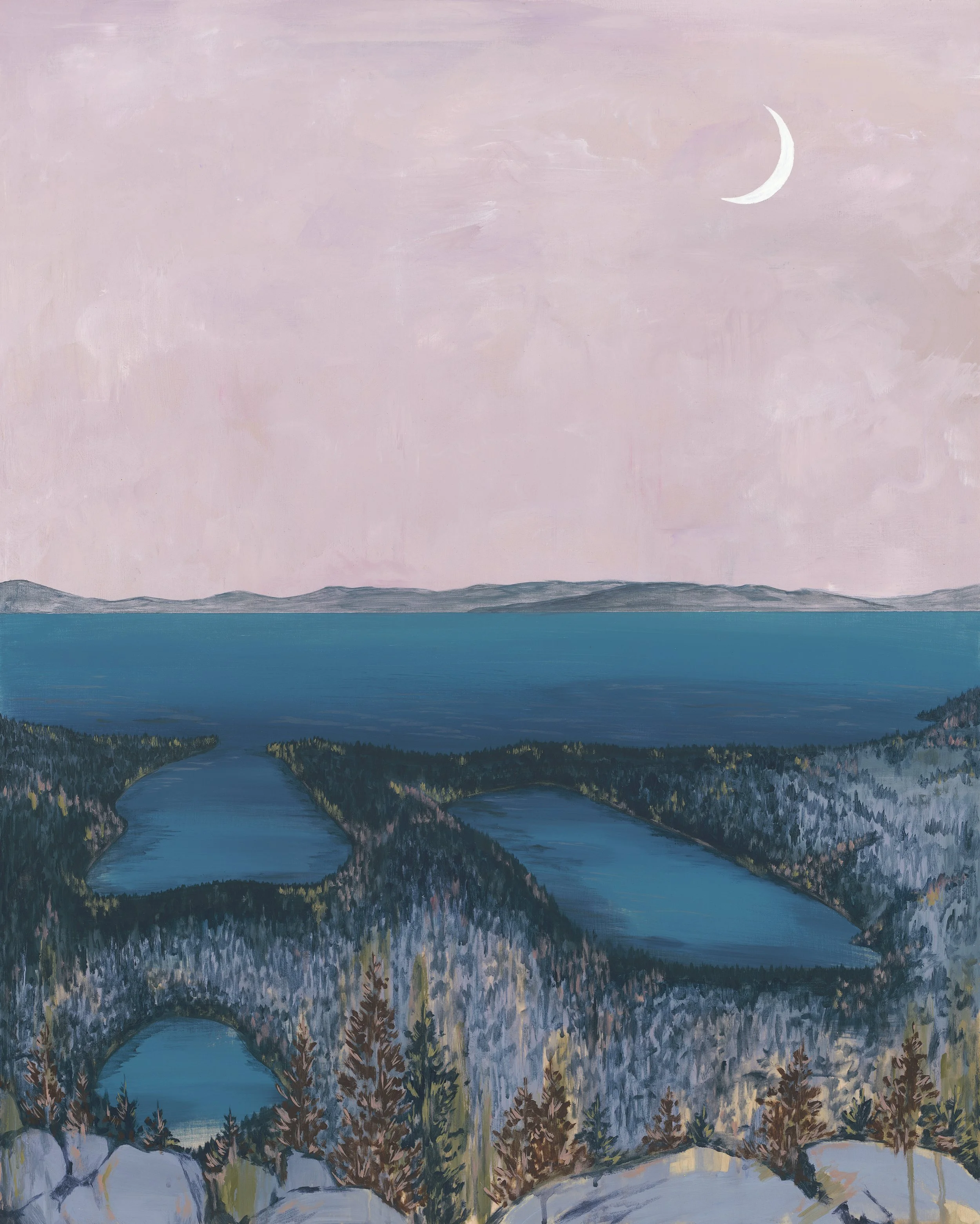"Double Lake Vision", acrylic on canvas, 30" x 24"