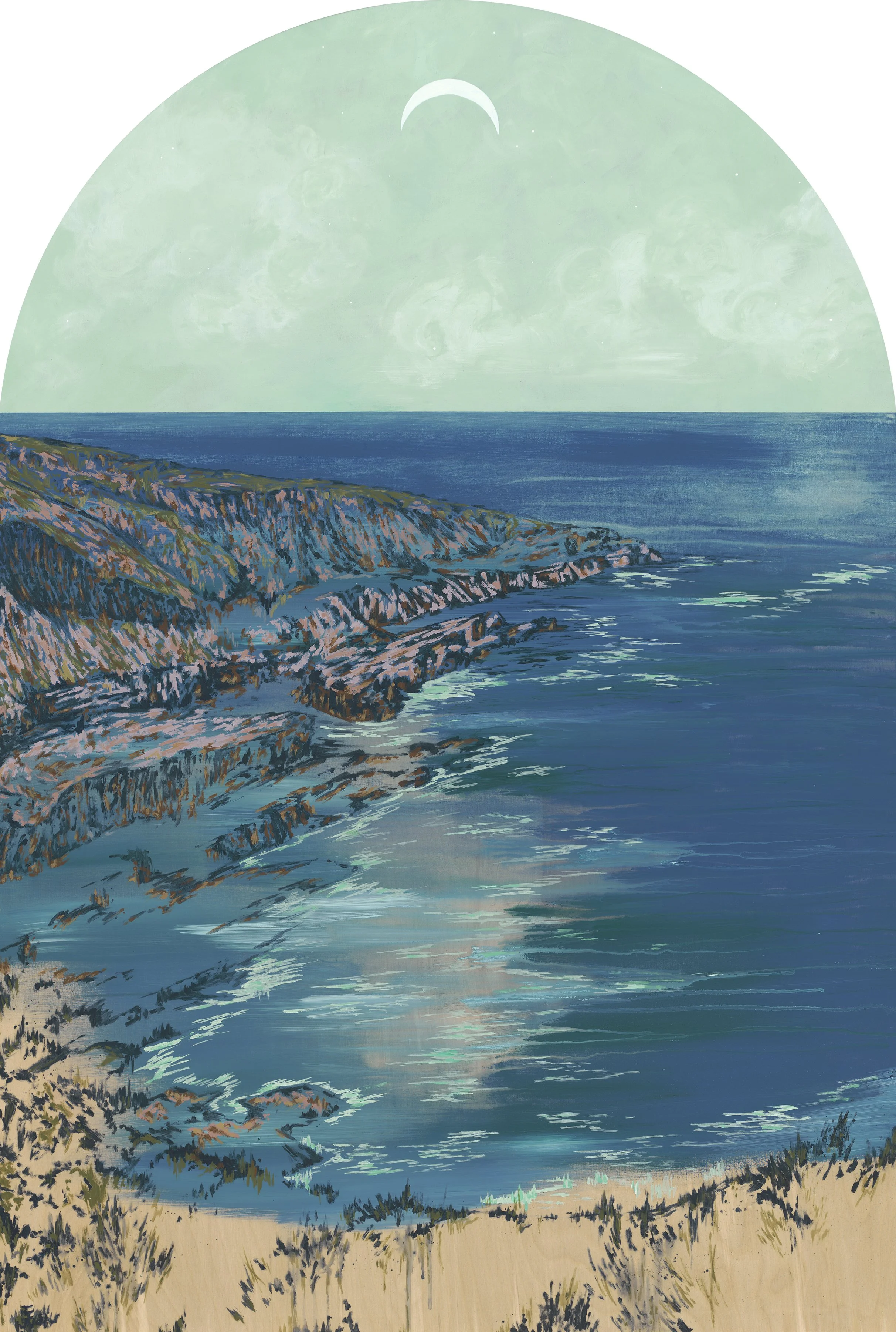 "Sage-lined Saltwinds", acrylic on canvas, approx. 48" x 33"