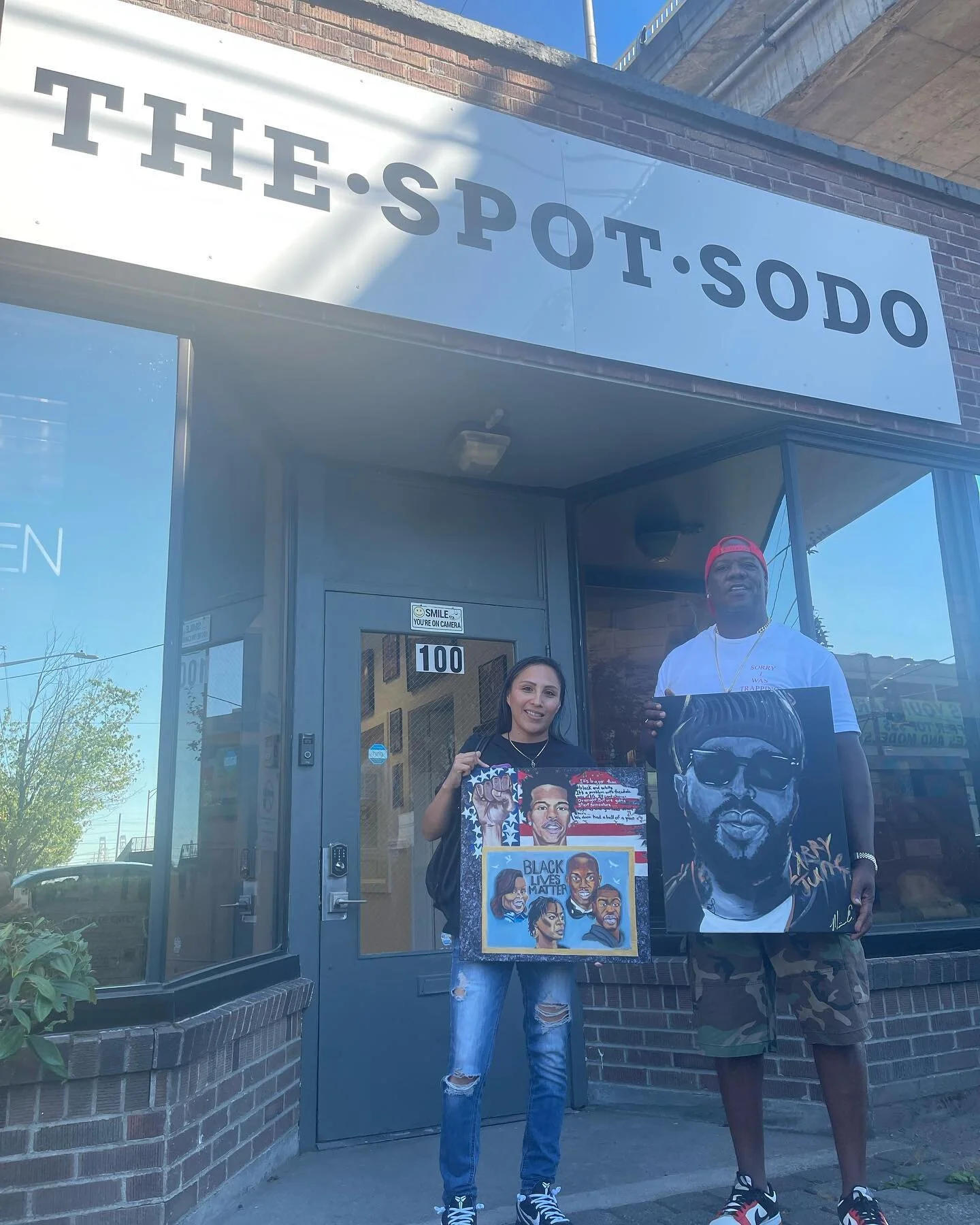 @lionessart23 came and blessed us at the @thespot.sodo with two of her pieces and hopefully we get a pop up art show in the future tap in with her she&rsquo;s hella talented for those pieces !!!!!! PNW Artist on the move!!!