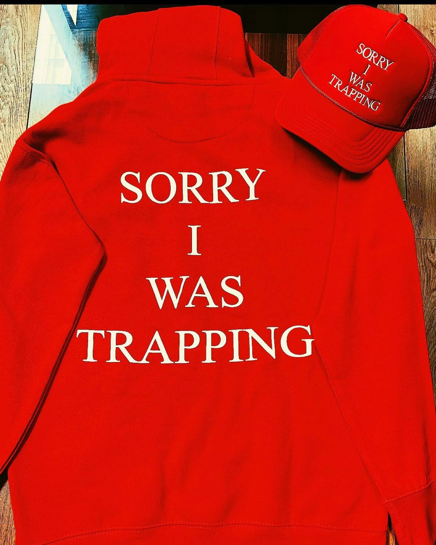 &lsquo;Sorry I Was Trapping hoodies&amp;Hats !! Plus more options! 

Available In store and online!! Come stop by!
