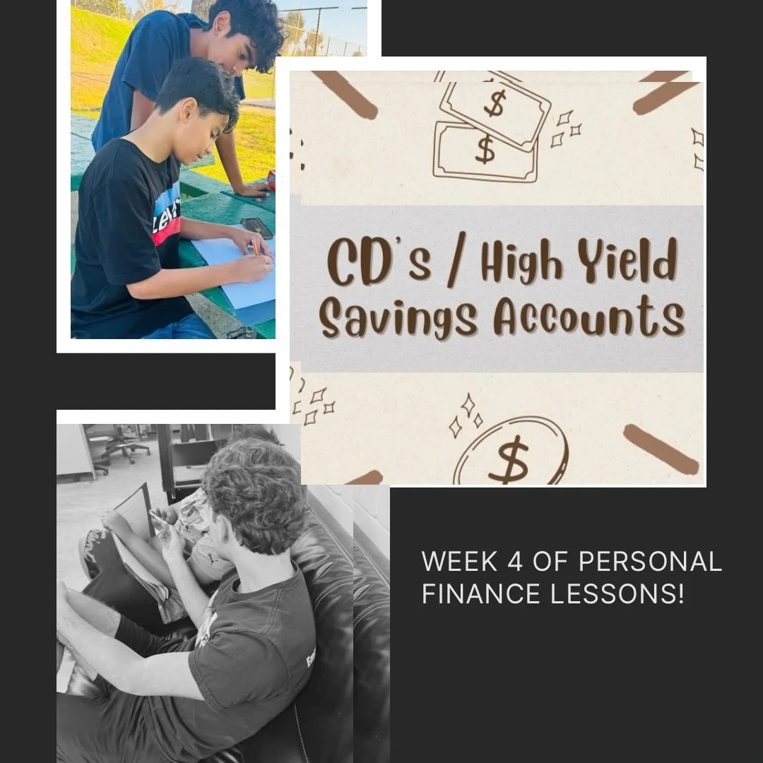 Just wrapped up week 4! Students discovered the importance of balanced portfolios, high-yield CDs, and time value of money.